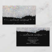 Glam Holographic Glitter Makeup Artist Black Visitekaartje (Voorkant / Achterkant)