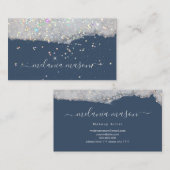 Glam Holographic Glitter Makeup Artist Blue Visitekaartje (Voorkant / Achterkant)
