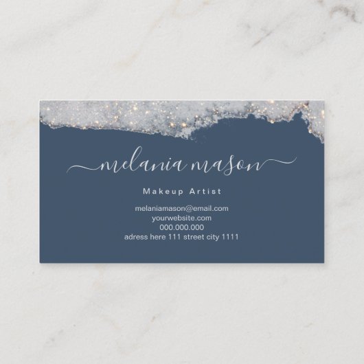 Glam Holographic Glitter Makeup Artist Blue Visitekaartje (Achterkant)
