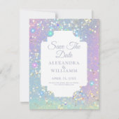 Glam Holographic Glitter Modern Save the Date (Voorkant)