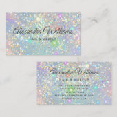 Glam Holographic Glitter Modern Trendy Blue Blauwg Visitekaartje (Voorkant / Achterkant)