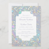 Glam Holographic Glitter Modern Wedding Kaart (Voorkant)