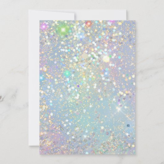 Glam Holographic Glitter Modern Wedding Kaart (Achterkant)