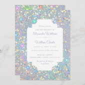 Glam Holographic Glitter Modern Wedding Kaart (Voorkant / Achterkant)