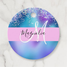 Glam Holographic Mermaid Glitter Sparkle Monogram Bedankjes Labels