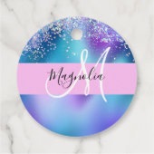 Glam Holographic Mermaid Glitter Sparkle Monogram Bedankjes Labels (Achterkant)