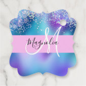 Glam Holographic Mermaid Glitter Sparkle Monogram Bedankjes Labels (Achterkant)