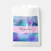 Glam Holographic Mermaid Glitter Sparkle Monogram Bedankzakje (Voorkant)