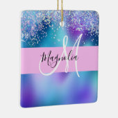 Glam Holographic Mermaid Glitter Sparkle Monogram Keramisch Ornament (Rechts)