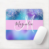 Glam Holographic Mermaid Glitter Sparkle Monogram Muismat (Met muis)