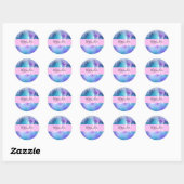 Glam Holographic Mermaid Glitter Sparkle Monogram Ronde Sticker (Vel)