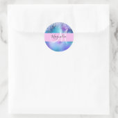 Glam Holographic Mermaid Glitter Sparkle Monogram Ronde Sticker (Tas)
