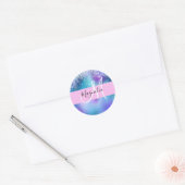 Glam Holographic Mermaid Glitter Sparkle Monogram Ronde Sticker (Envelop)