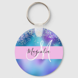 Glam Holographic Mermaid Glitter Sparkle Monogram Sleutelhanger
