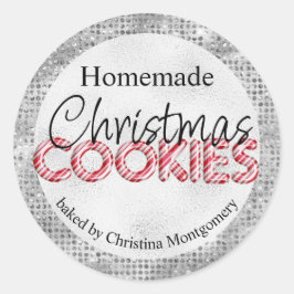 Glam Homemade kerstkoekjes Silver Diamonds Ronde Sticker