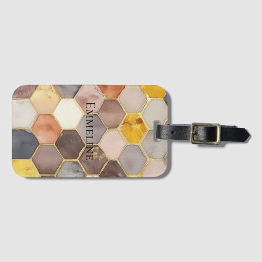 Glam Honey Comb Blush Champagne Abstract Bagagelabel (Voorkant (horizontaal))