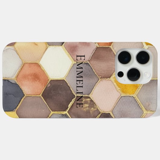 Glam Honey Comb Blush Champagne Abstract Case-Mate iPhone Case (Achterkant (horizontaal))