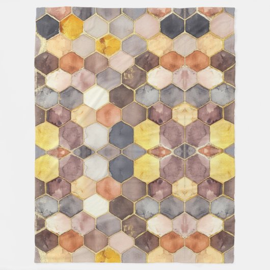 Glam Honey Comb Blush Champagne Abstract Fleece Deken (Voorkant)