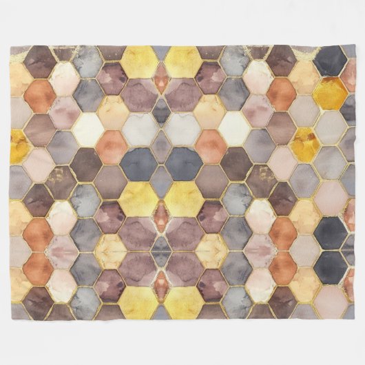 Glam Honey Comb Blush Champagne Abstract Fleece Deken (Voorkant (Horizontaal))
