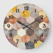 Glam Honey Comb Blush Champagne Abstract Grote Klok (Voorkant)