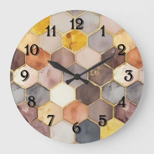 Glam Honey Comb Blush Champagne Abstract Grote Klok (Voorkant)