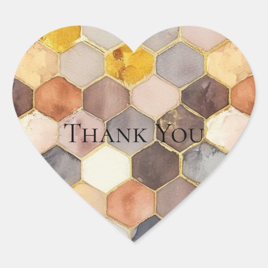 Glam Honey Comb Blush Champagne Abstract Hart Sticker (Voorkant)