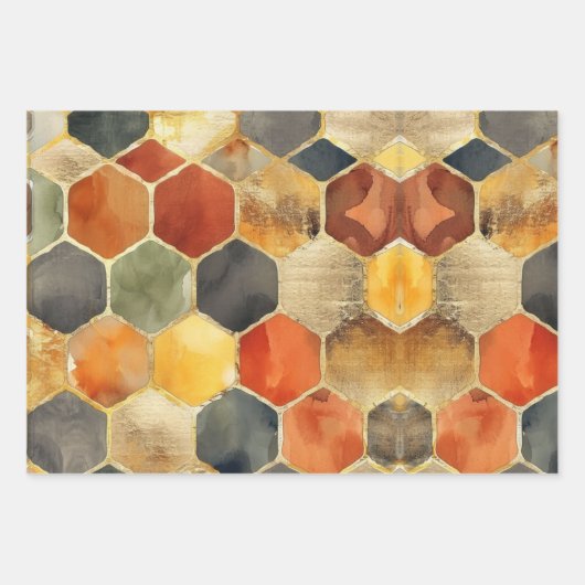 Glam Honey Comb Blush Champagne Abstract Inpakpapier Vel (Voorkant 3)