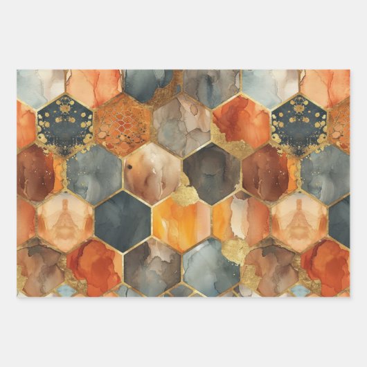 Glam Honey Comb Blush Champagne Abstract Inpakpapier Vel (Voorkant 2)