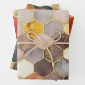 Glam Honey Comb Blush Champagne Abstract Inpakpapier Vel (In situ)