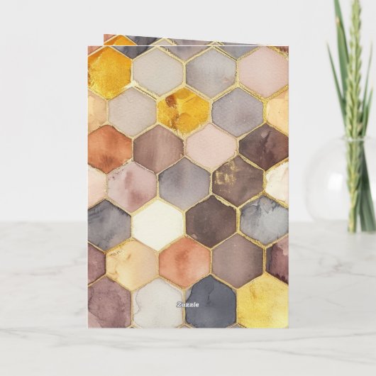 Glam Honey Comb Blush Champagne Abstract Kaart (Achterkant)