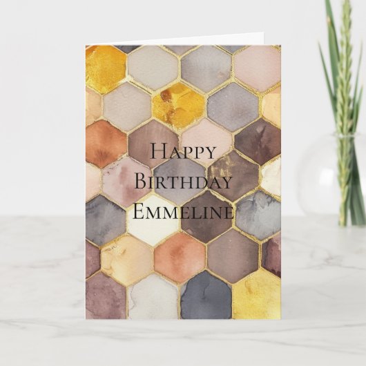 Glam Honey Comb Blush Champagne Abstract Kaart (Voorkant)
