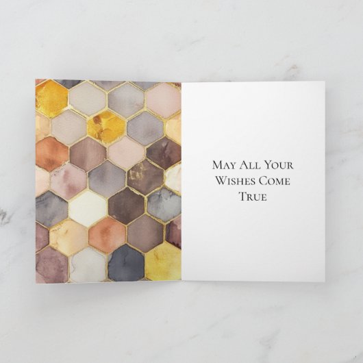 Glam Honey Comb Blush Champagne Abstract Kaart (Binnen)