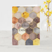 Glam Honey Comb Blush Champagne Abstract Kaart (Gele Bloem)