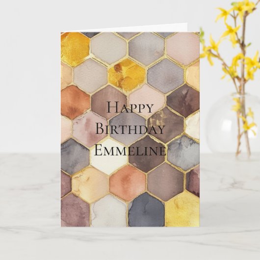Glam Honey Comb Blush Champagne Abstract Kaart (Gele Bloem)
