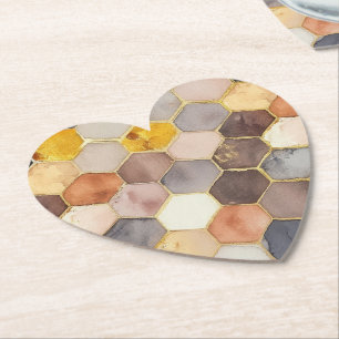 Glam Honey Comb Blush Champagne Abstract Kartonnen Onderzetters