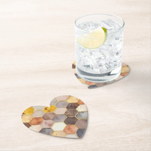 Glam Honey Comb Blush Champagne Abstract Kartonnen Onderzetters (Insitu)