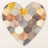 Glam Honey Comb Blush Champagne Abstract Kartonnen Onderzetters (Voorkant)