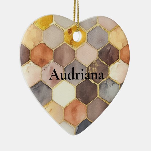 Glam Honey Comb Blush Champagne Abstract Keramisch Ornament (Rechts)