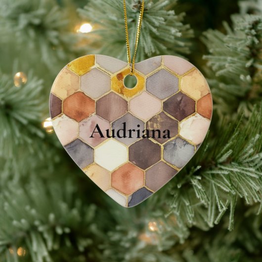 Glam Honey Comb Blush Champagne Abstract Keramisch Ornament (Boom)