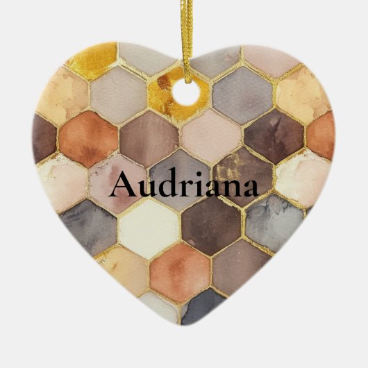 Glam Honey Comb Blush Champagne Abstract Keramisch Ornament (Voorkant)