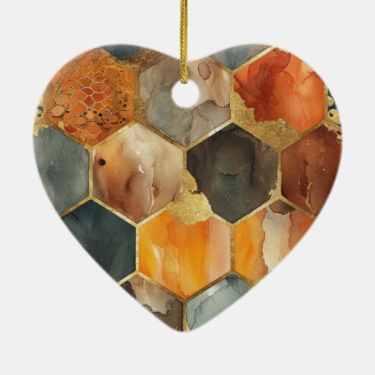 Glam Honey Comb Blush Champagne Abstract Keramisch Ornament (Achterkant)