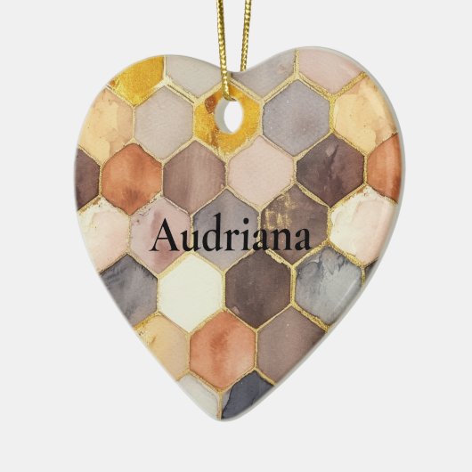 Glam Honey Comb Blush Champagne Abstract Keramisch Ornament (Links)