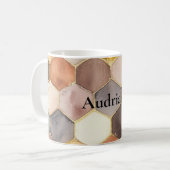 Glam Honey Comb Blush Champagne Abstract Koffiemok (Voorkant links)