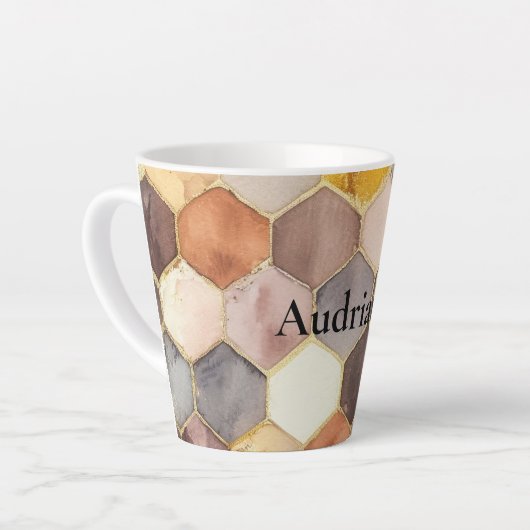 Glam Honey Comb Blush Champagne Abstract Latte Mok (Linkerhoek)