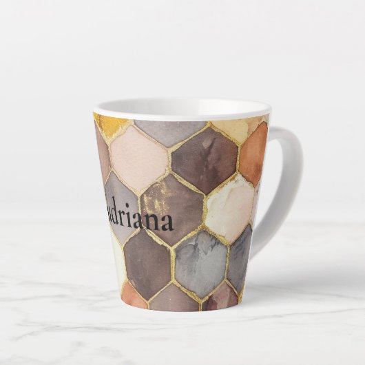 Glam Honey Comb Blush Champagne Abstract Latte Mok (Rechterhoek)