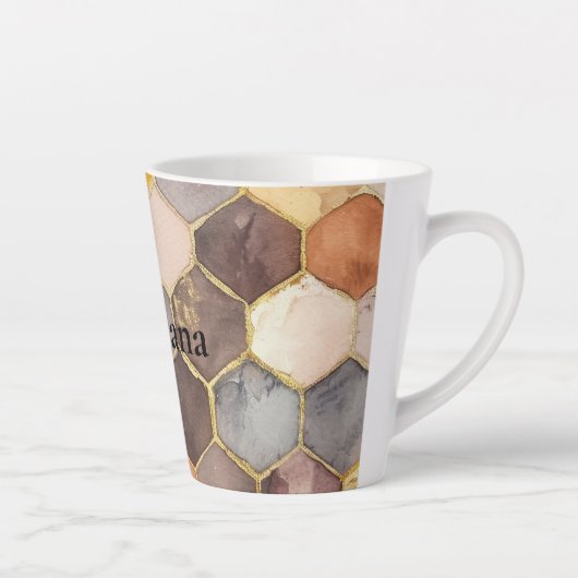 Glam Honey Comb Blush Champagne Abstract Latte Mok (Rechts)