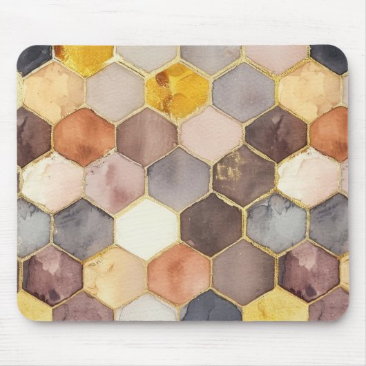 Glam Honey Comb Blush Champagne Abstract Muismat (Voorkant)