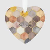 Glam Honey Comb Blush Champagne Abstract Ornament (voorkant)