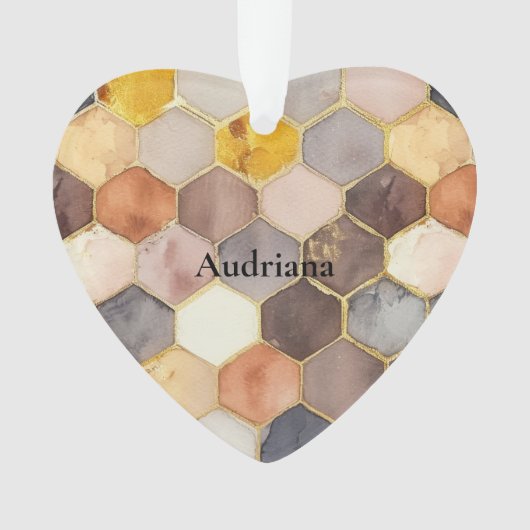 Glam Honey Comb Blush Champagne Abstract Ornament (voorkant)