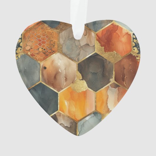 Glam Honey Comb Blush Champagne Abstract Ornament (achterkant)